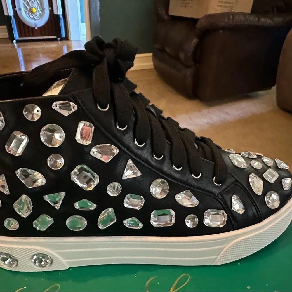 Black and Silver Rhinestone Sneakers 9 - Picture 2 of 5